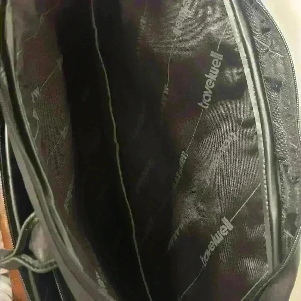 Travelwell Black Faux Leather Briefcase Laptop Bag Work Travel Bag